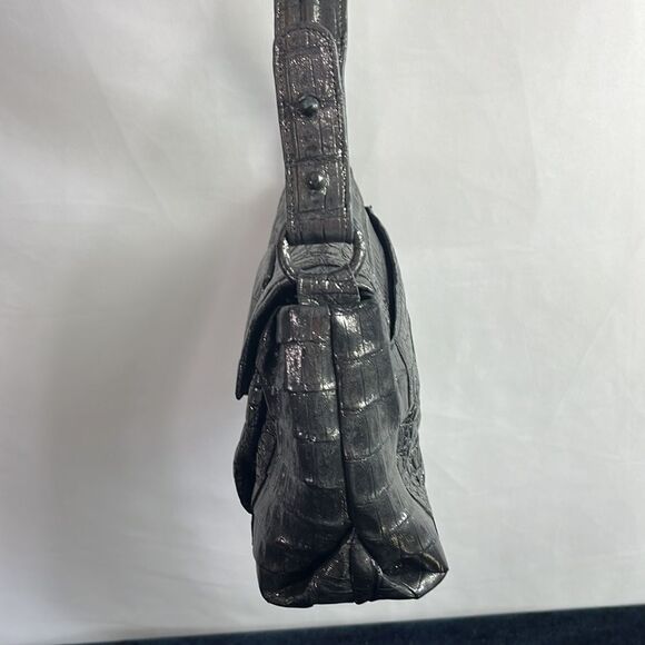 Nancy Gonzales Gun Metal Crocodile Satchel Bag - Picture 3 of 12